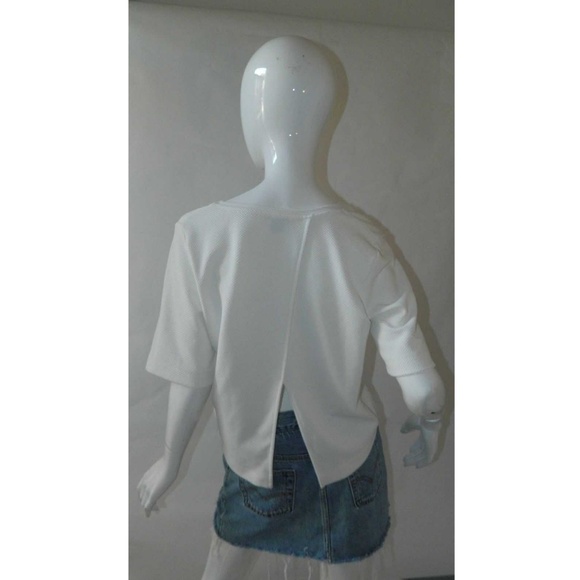 Zara Shirt White Waffle Cross Back Top - Picture 2 of 4